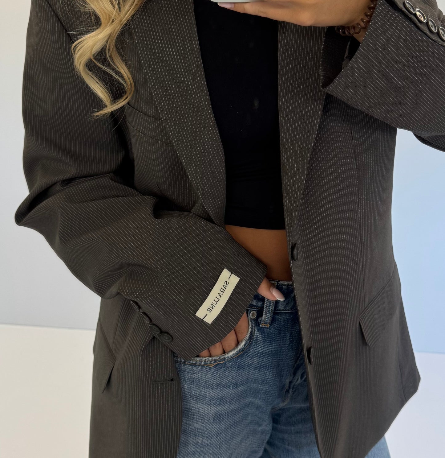 Vintage Blazer Bruin Gestreept No.123