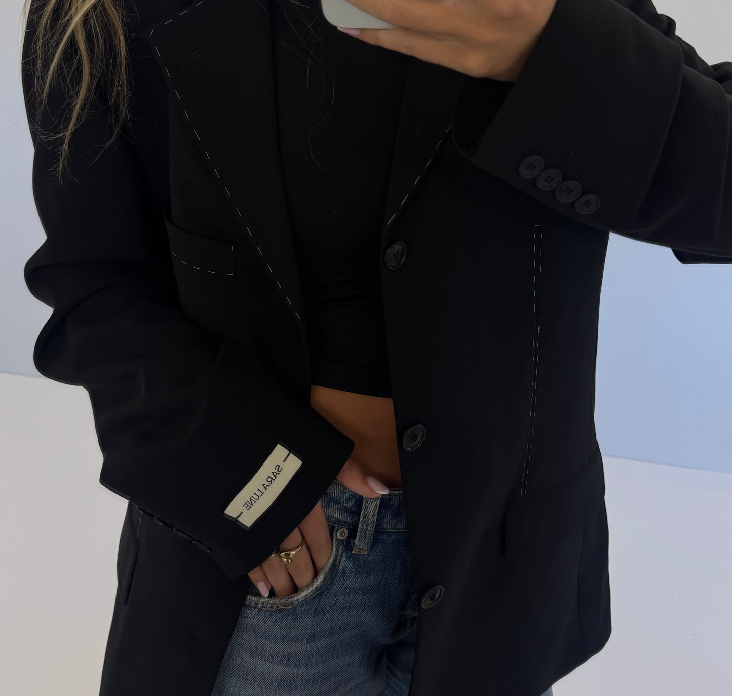 Vintage Blazer Zwart Detail No.46