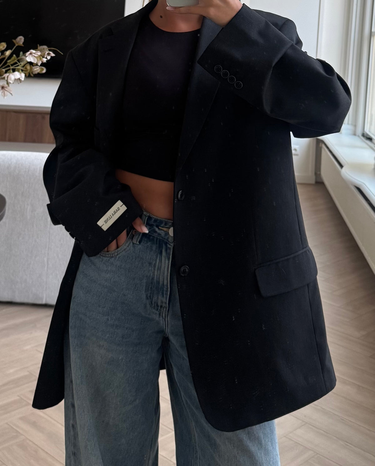 Vintage Blazer Zwart Oversized No.204