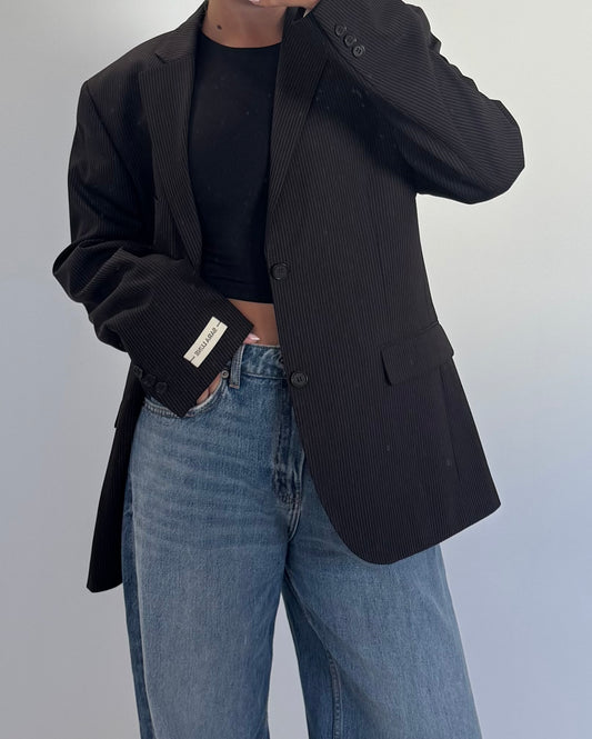Vintage Blazer Bruin Gestreept No.145