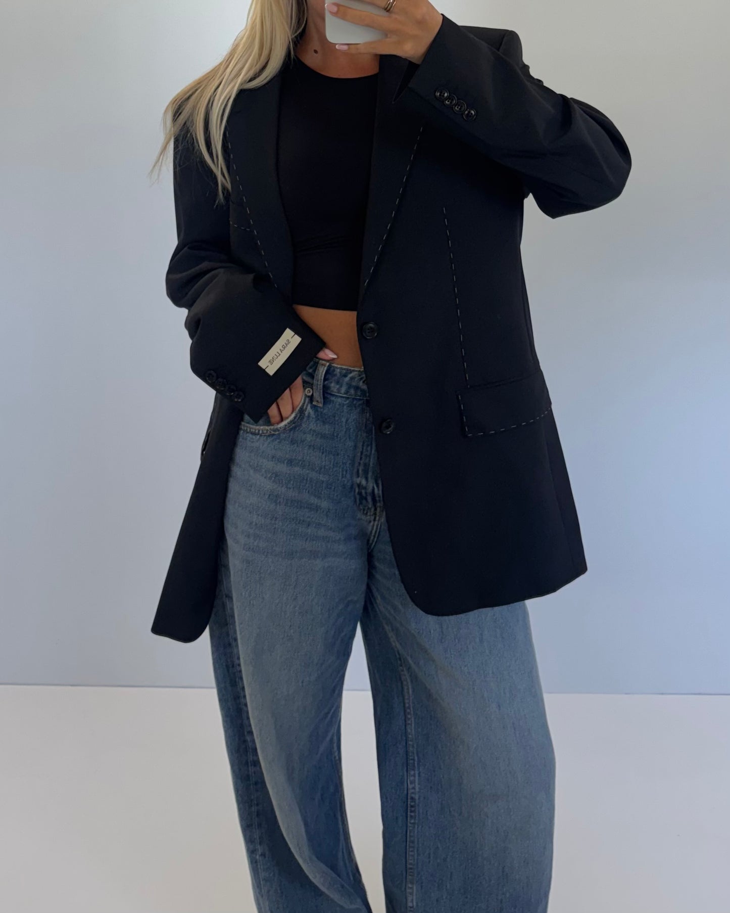 Vintage Blazer Zwart Detail No.66