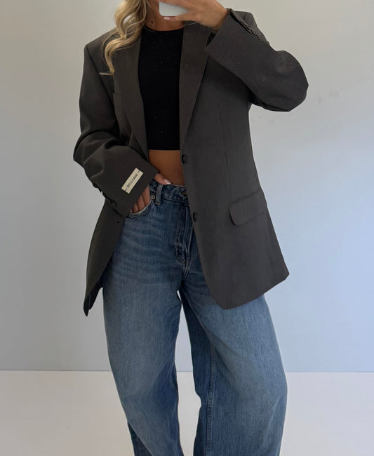 Vintage Blazer Bruin Gestreept No.123