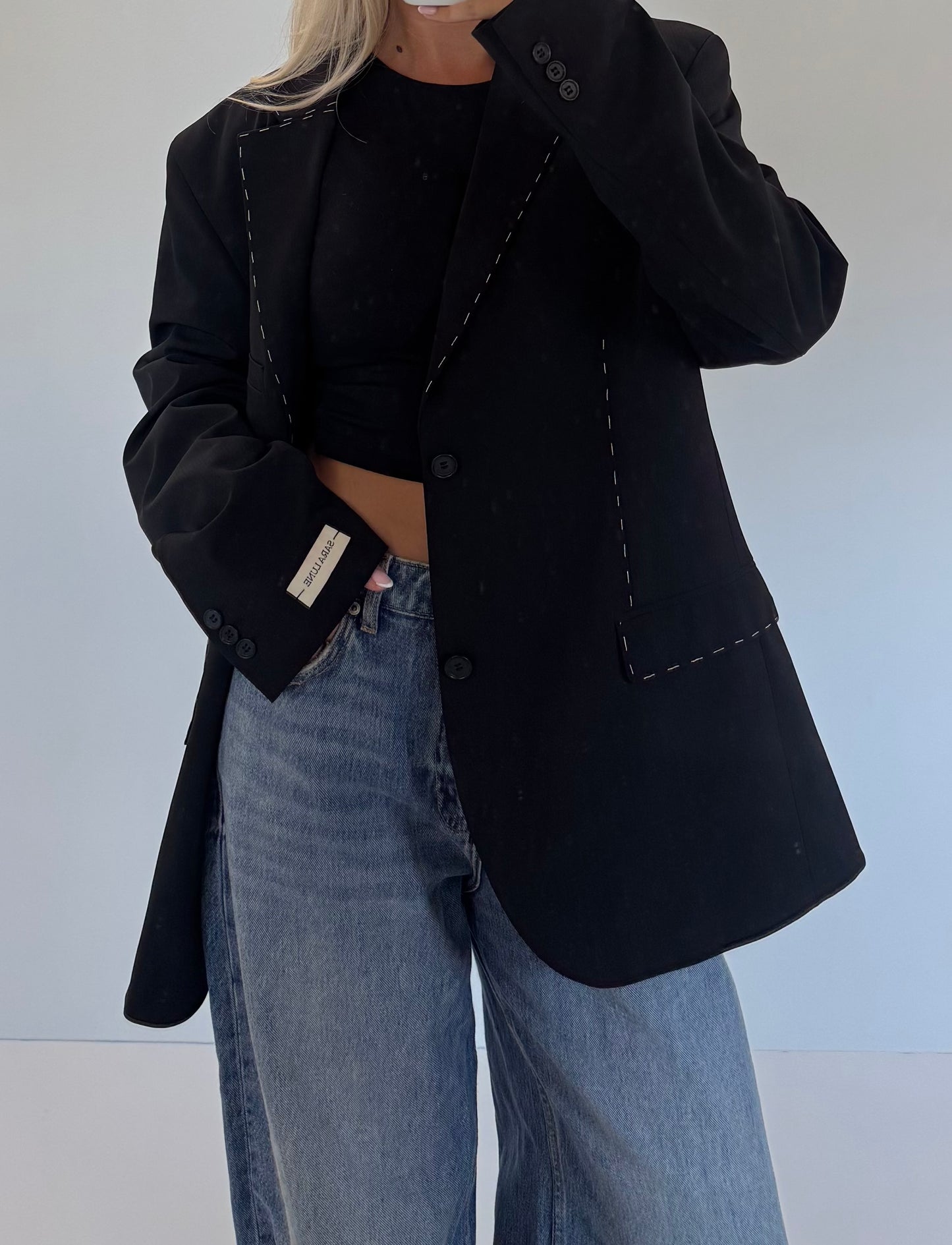 Vintage Blazer Zwart Detail No.156