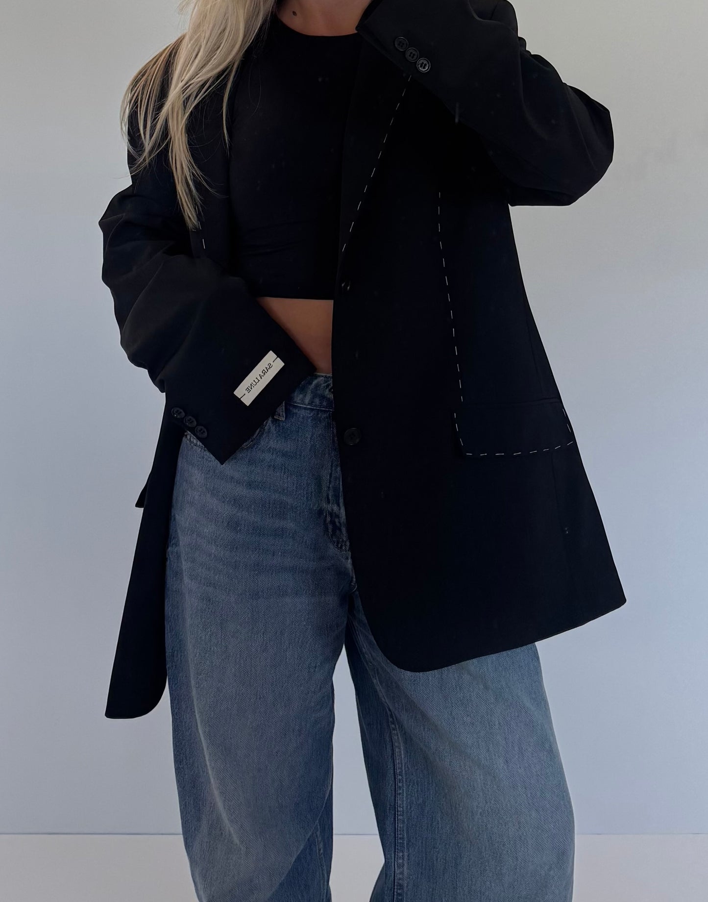 Vintage Blazer Zwart Detail No.136