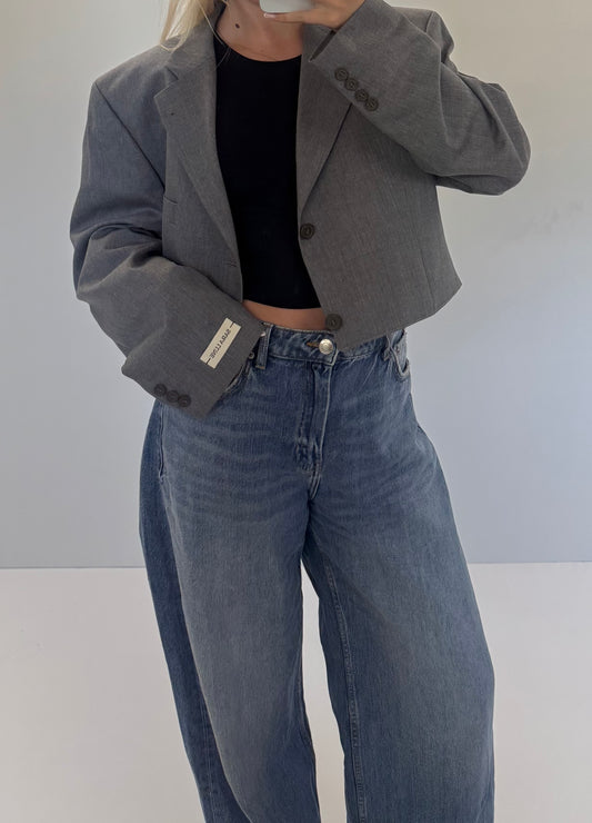 Cropped Blazer Grijs