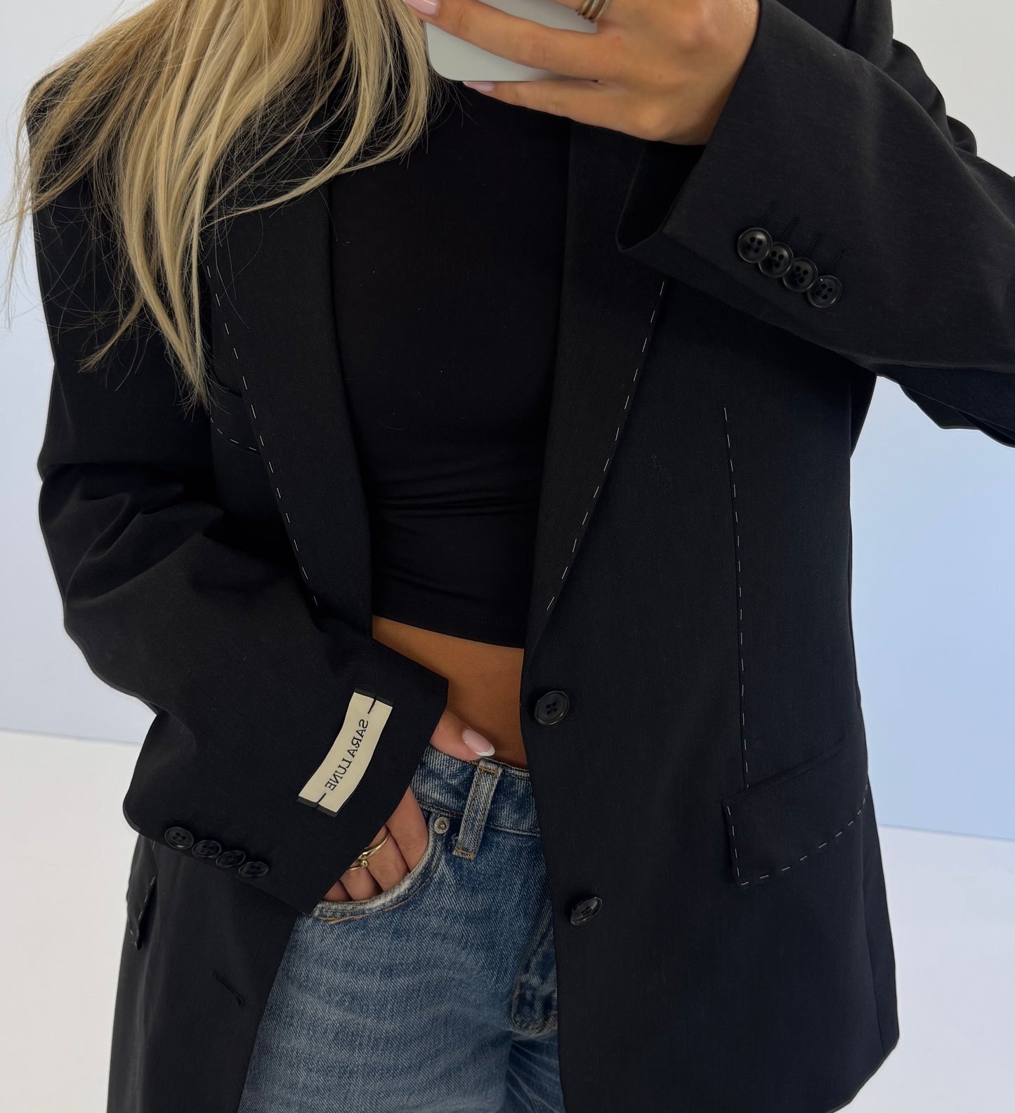 Vintage Blazer Zwart Detail No.66