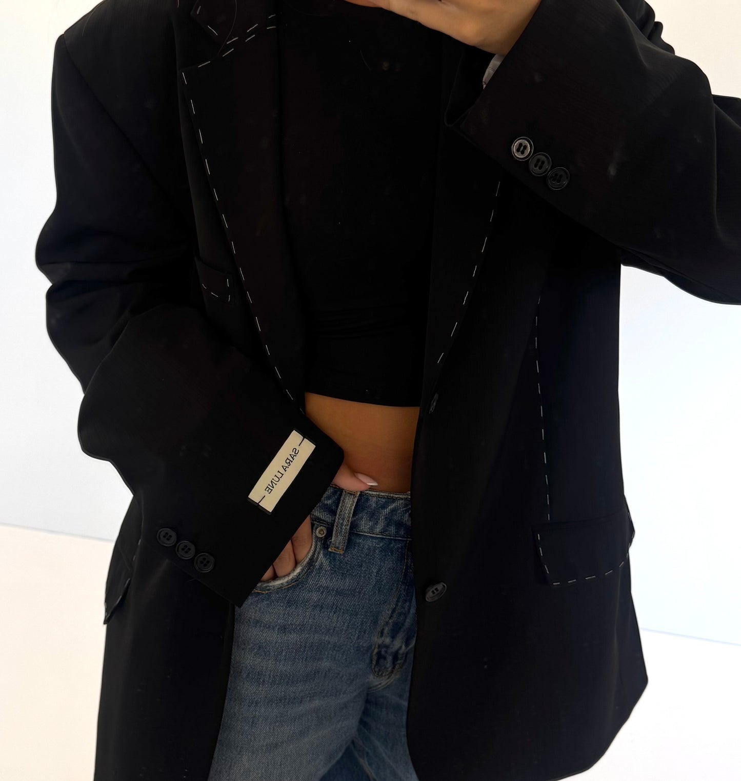 Vintage Blazer Zwart Detail No.136