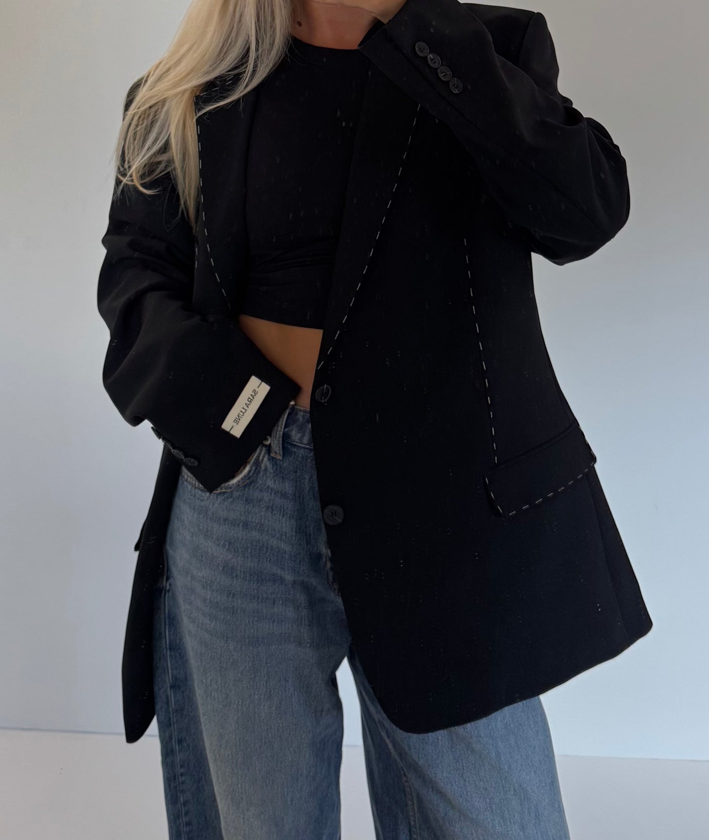 Vintage Blazer Zwart Detail No.155