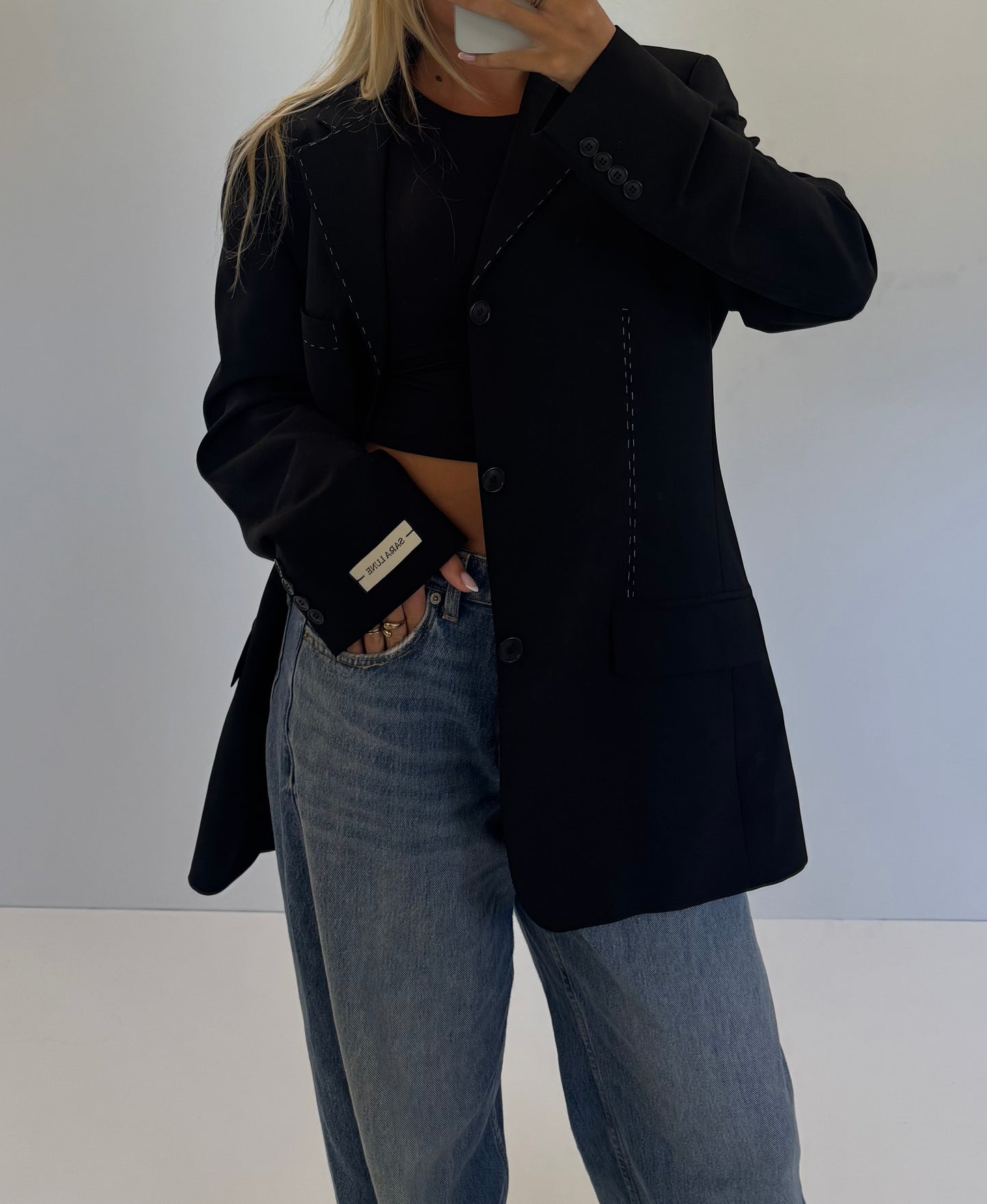 Vintage Blazer Zwart Detail No.46