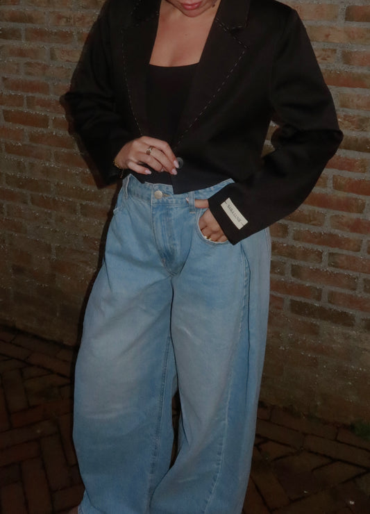 Cropped Blazer Zwart