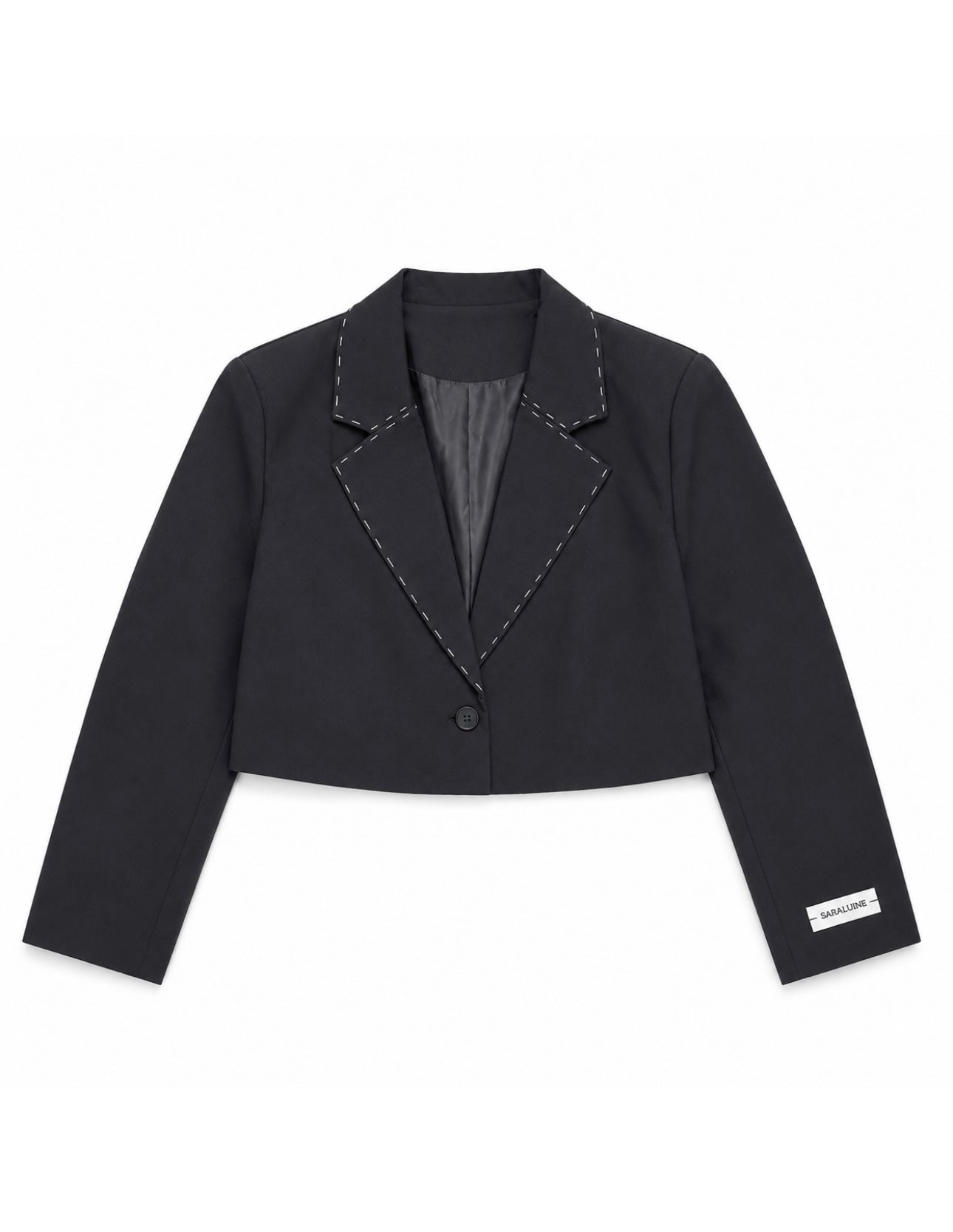 Cropped Blazer Zwart Detail