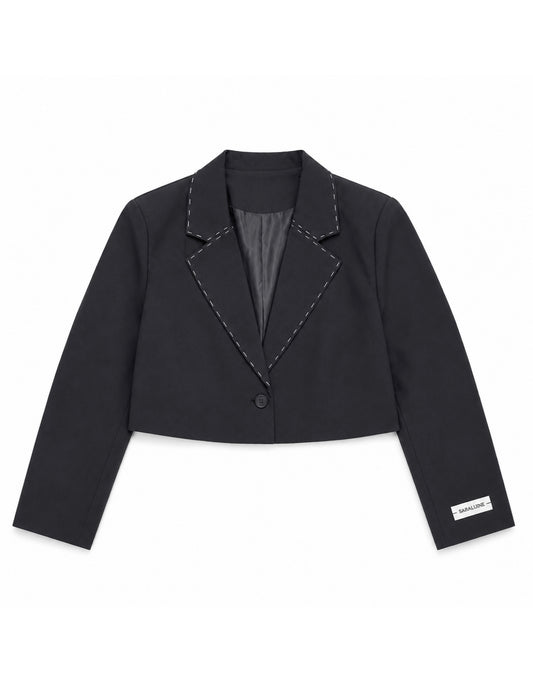 Cropped Blazer Zwart Detail
