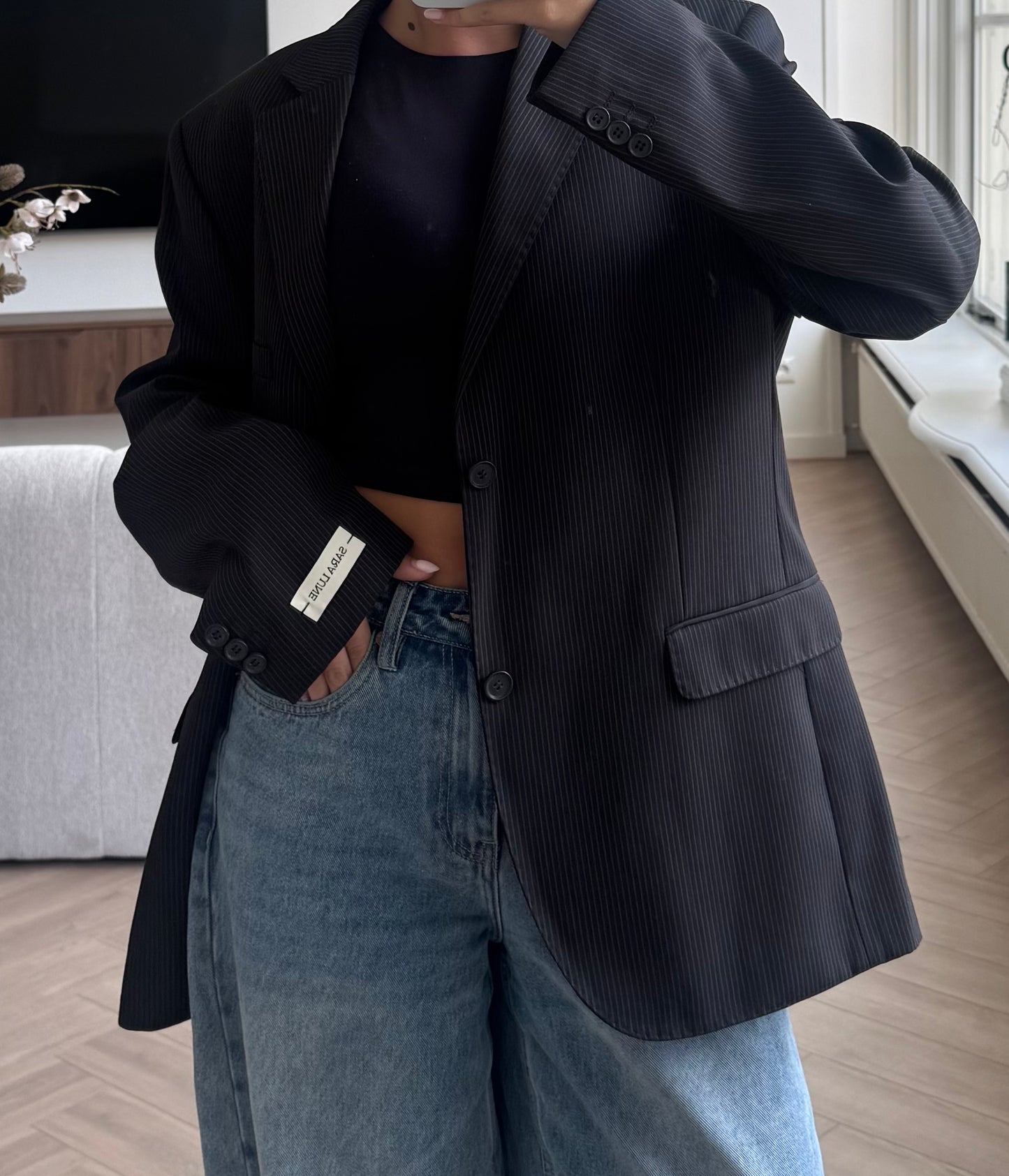 Vintage Blazer Bruin Gestreept No.145