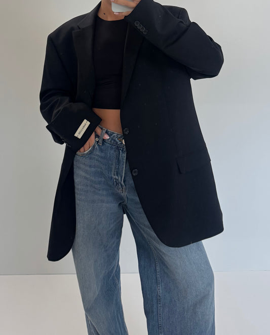 Vintage Blazer Zwart Oversized No.126