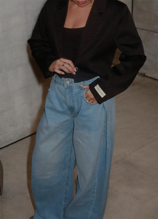 Cropped Blazer Zwart