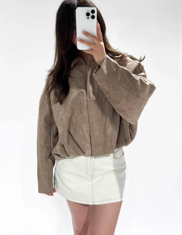 Suede Look Jacket Taupe